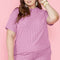 Plus Size Round Neck Short Sleeve Top and Shorts Set