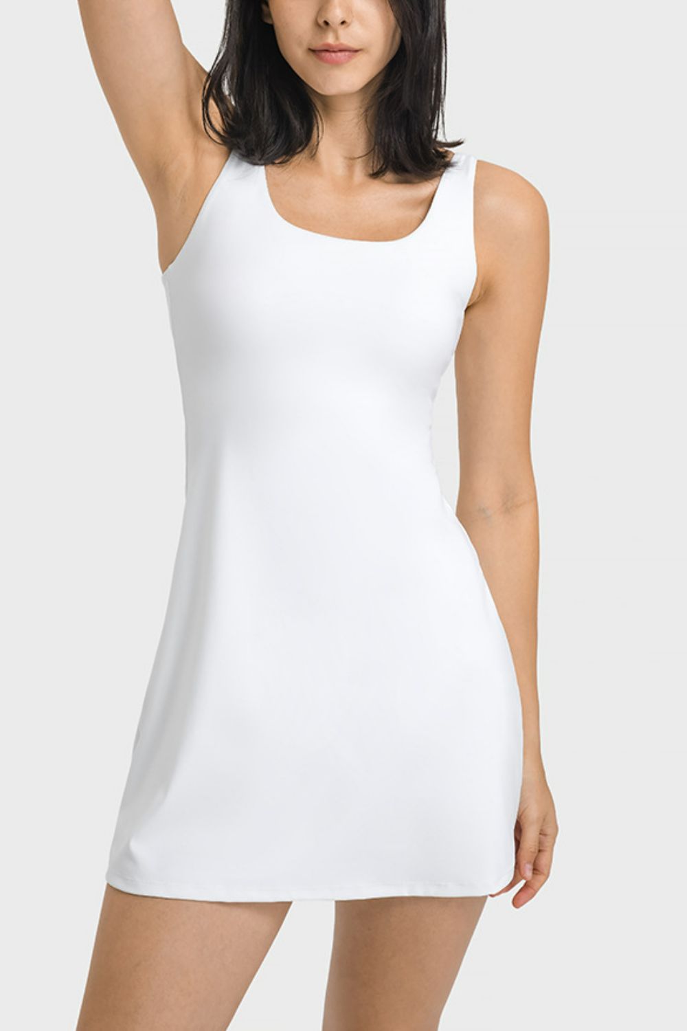 Millennia Square Neck Sports Tank Dress with Full Coverage Bottoms