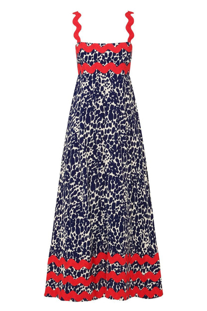 Printed Square Neck Wide Strap Maxi Dress