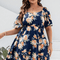 Plus Size Floral Print V-Neck Flutter Sleeve Mini Dress