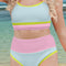 Color Block Scoop Neck Two-Piece Swim Set