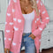 Heart V-Neck Button Up Long Sleeve Cardigan