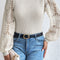 Mock Neck Lace Long Sleeve Top