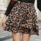 Ruffled Leopard Elastic Waist Skirt