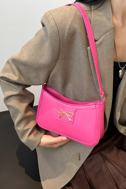 Bow Trim PU Leather Shoulder Bag