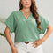 Honey Plus Size Buttoned V-Neck Short Sleeve Top