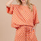 Ces Femme Checkered Round Neck Top and Shorts Set