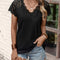 Lace Detail V-Neck Short Sleeve T-Shirt