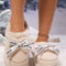 Bow Suede Platform Plush Slippers