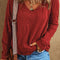 Exposed Seam V-Neck Long Sleeve T-Shirt