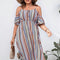 Plus Size Striped Cold-Shoulder Dress