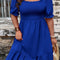 Plus Size Smocked Square Neck Short Sleeve Dress