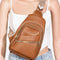 Fame PU Leather Chevron Strap Crossbody Bag