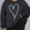 Plus Size Heart Ribbed Round Neck Sweatshirt