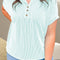 Plus Size Striped Notched Short Sleeve T-Shirt