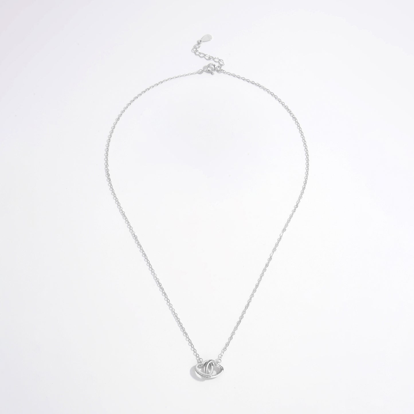 925 Sterling Silver Inlaid Zircon Heart Necklace