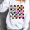 Valentine's Day Checkered Heart Long Sleeve Sweatshirt