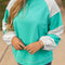 Plus Size Exposed Seam Color Block Long Sleeve Sweatshirt