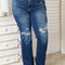 Judy Blue Full Size Mid Rise Hand Sand & Destroy Bootcut Jeans