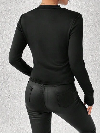 Mock Neck Long Sleeve T-Shirt