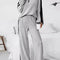 Plus Size Half Zip Long Sleeve Top and Pants Set